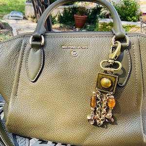 Rustic Brass Bag Charm, Purse Charm, Boho Bag Charm