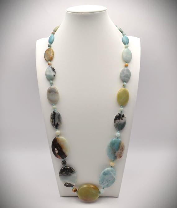 Multi-colored, Hand-knotted Amazonite Necklace wi… - image 4