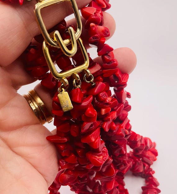 Kenneth J. Lane Coral Cluster Necklace - image 3