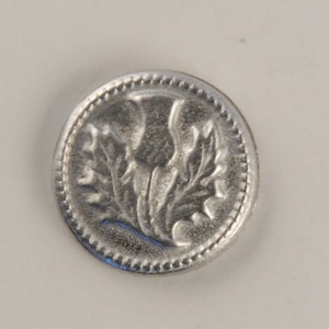 Thistle Button 5/8th #176 the smallest button in 3 button series, #123 & #182, Irish and Scottish. Made in USA.