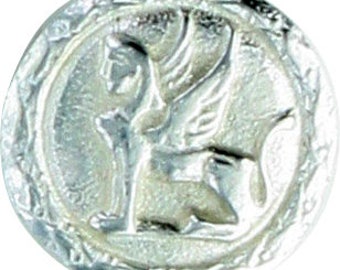 Small Griffin Button in pewter. Smaller of the set.