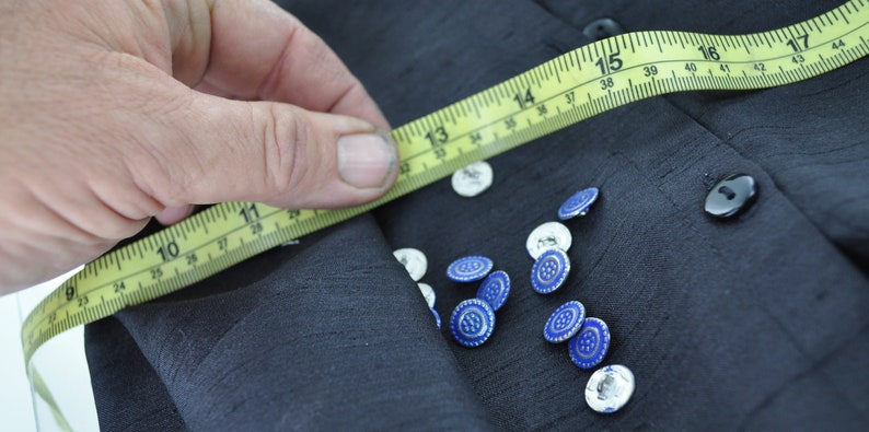 Unique blue painted blouse buttons hand made of Pewter and finished in the USA