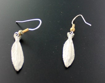 Feather Earrings, on stainless steel french loops