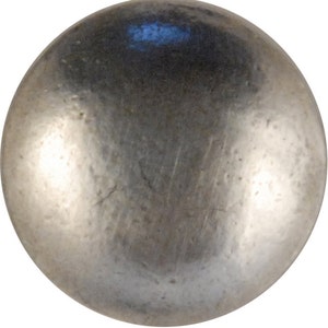 May include: A silver-colored metal ball with a smooth, slightly textured surface.