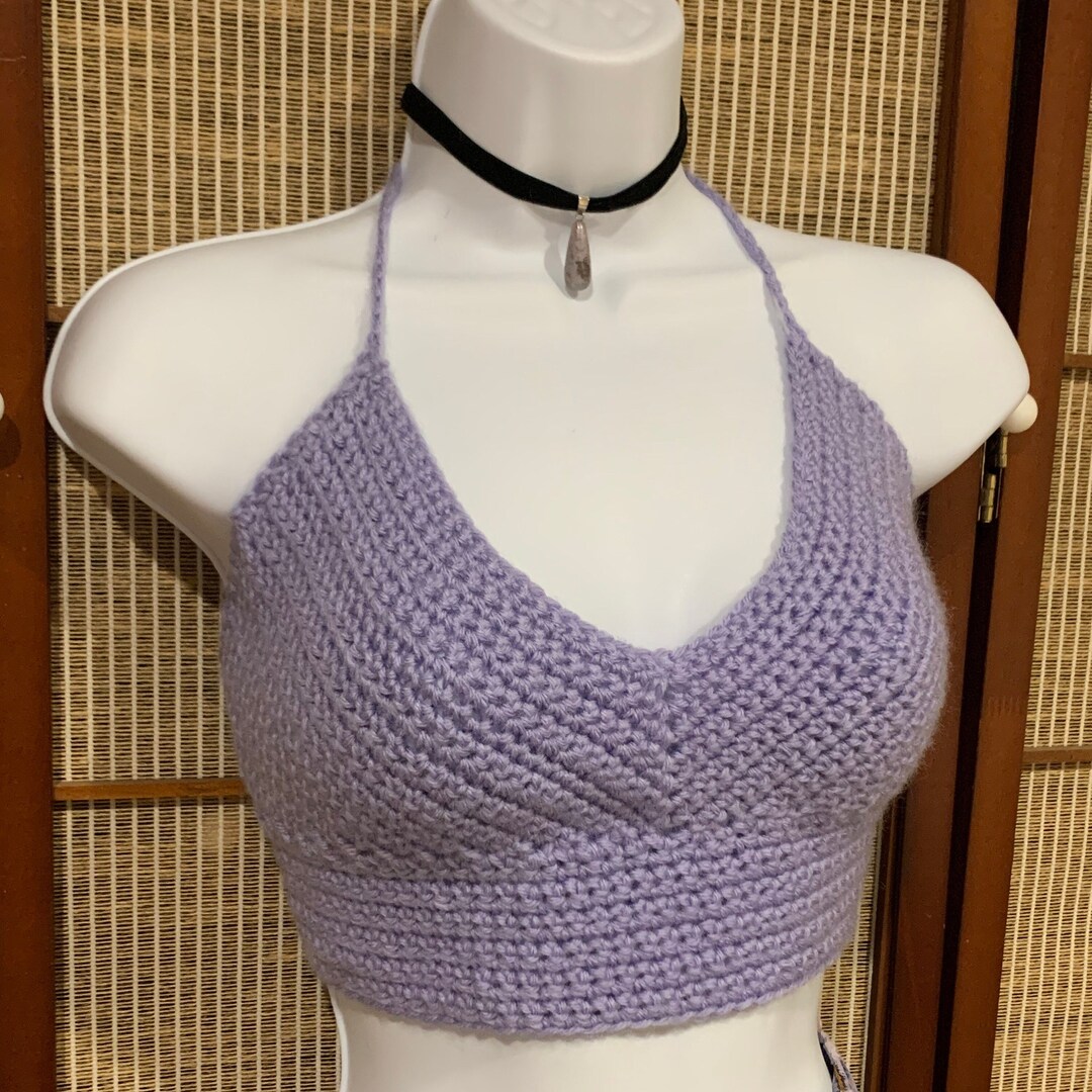 LAVENDER DREAMS Crochet Halter Top With Lace up Back Festive Crochet lavender-dreams-crochet-halter-top-with-lace-up-back-festive-crochet
