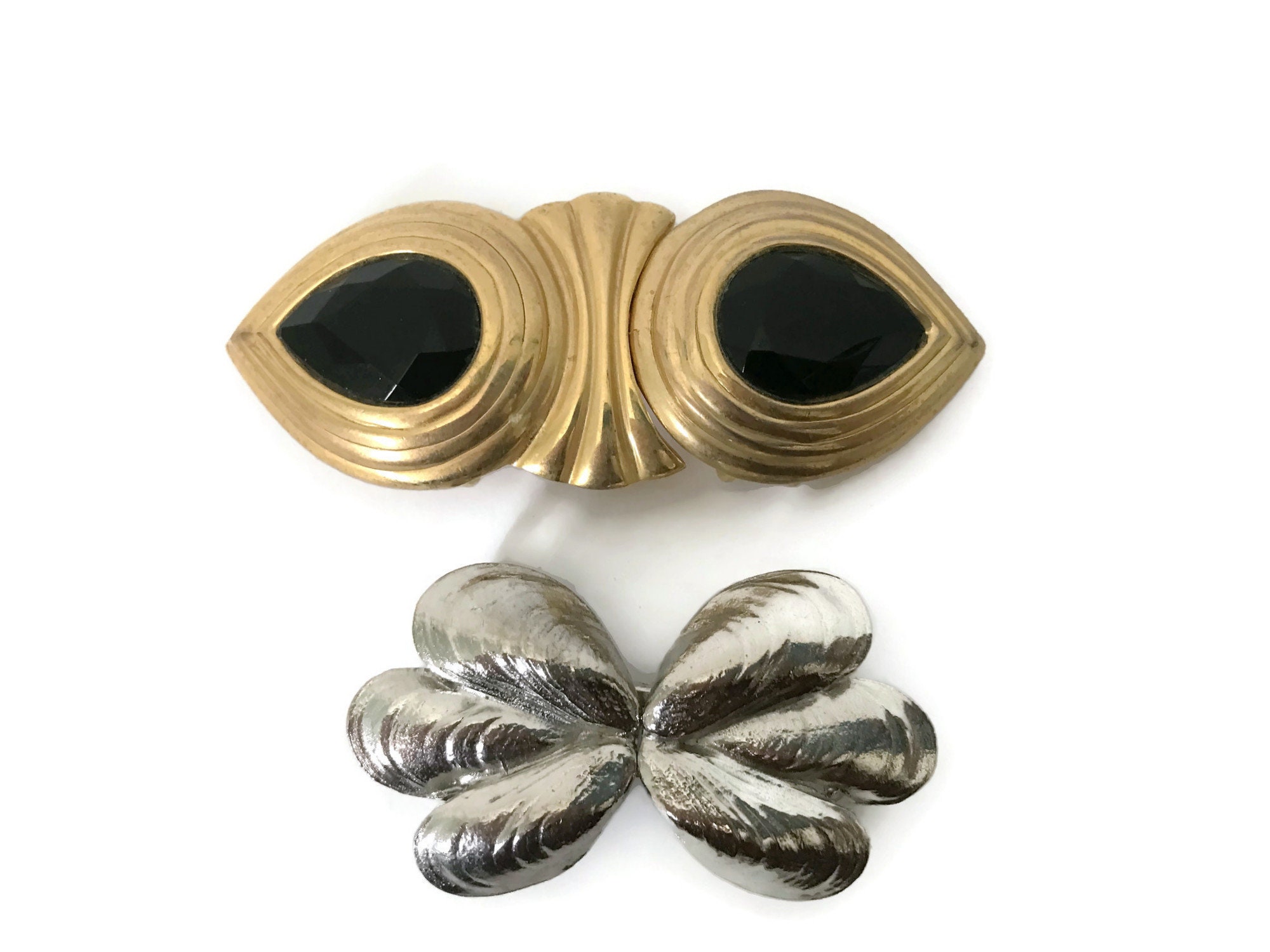 Vintage Gold Tone Two Piece Interlocking Belt Buckle Embossed Medallion Crescent Two Piece Interlocking Belt Buckle - Etsy main image 3
