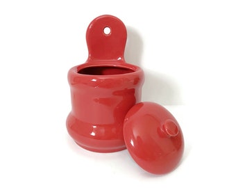 Salero de cerámica roja con tapa, hecho a mano en Polonia, Cerámica de Helena, 2 piezas para encimera o colgante, en rojo Waechtersbach