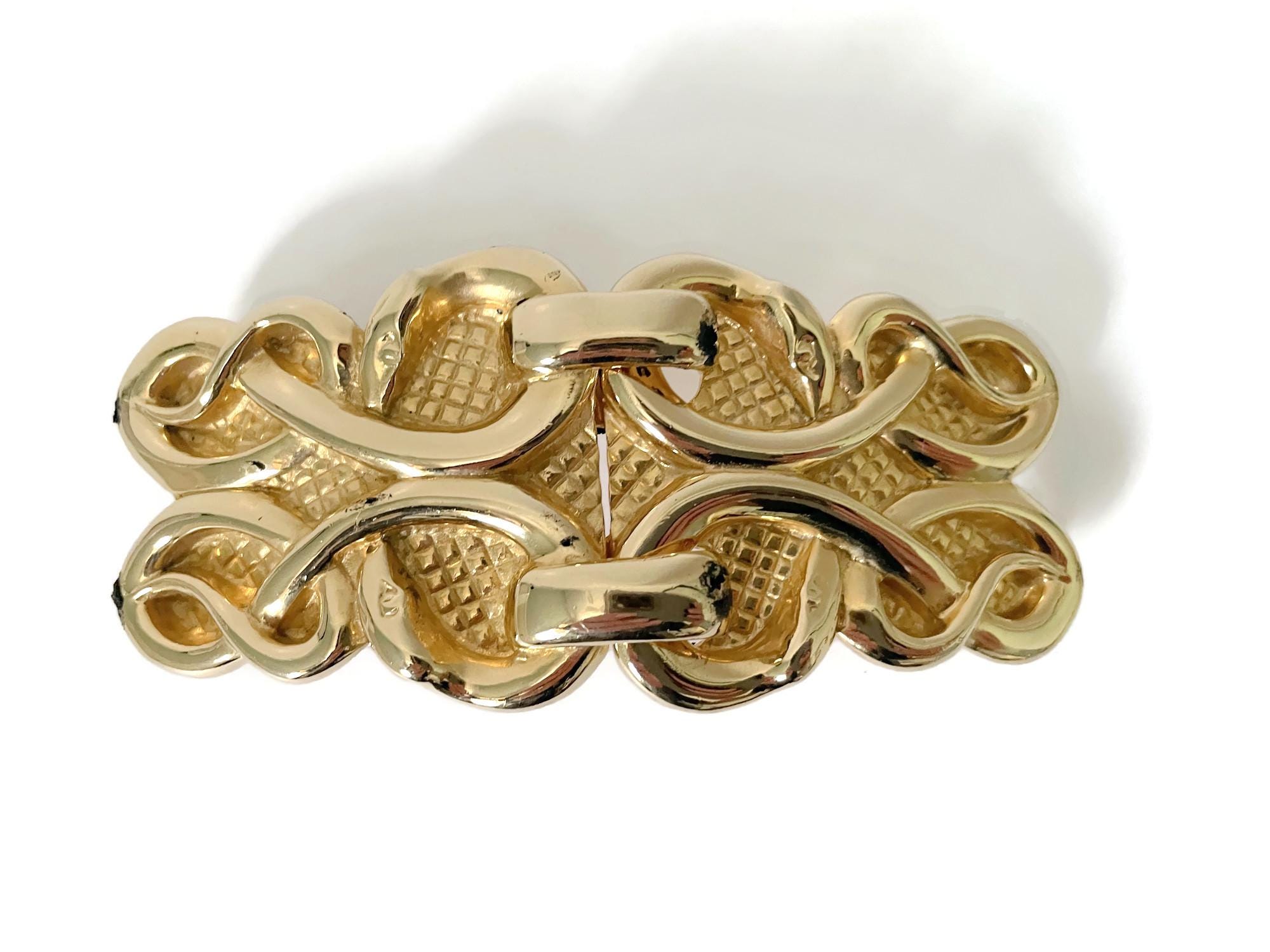 Accessocraft nyc gold Leaf buckle  vintage the ritz belt genuine snake skin Vintage Accessocraft N.Y.C. Gold Tone Metal Etruscan Buckle  main image 3