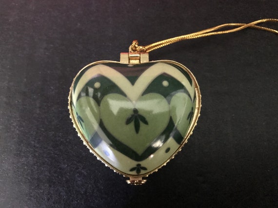 Heart Shaped Trinket Box Ornament, Ceramic Puffed… - image 3