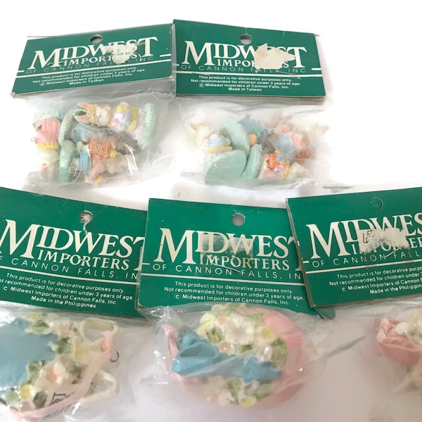 Vintage Midwest Easter Spring Ornaments, Midwest Importers of Cannon Falls Egg or Bunny Ornaments