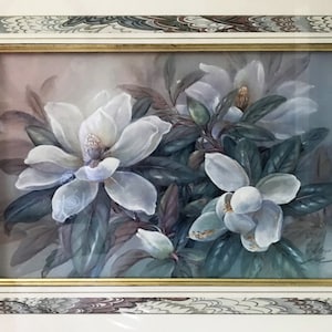 Lena Liu Magnolia Print CUSTOM Framed, SIGNED and Numbered Magnolia Print, Magnolia Floral Painting, French Matting