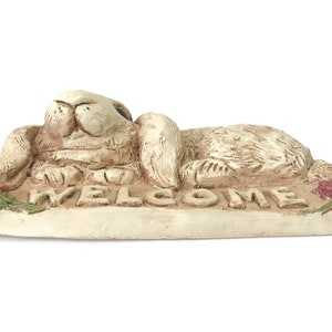 WELCOME Bunny Rabbit Plaque, Front Porch Garden Welcome, Vintage 1994 ...