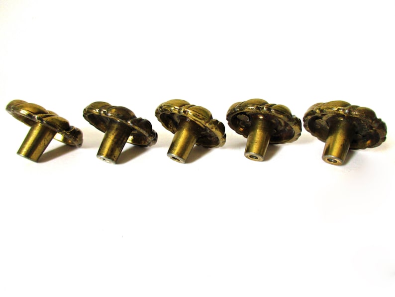 Vintage Brass Hardware Flower Knobs 1-12 Furniture Knobs FREE SHIPPING Set 5 Brass Cabinets Knobs Keeler Brass Knobs Pulls N5078