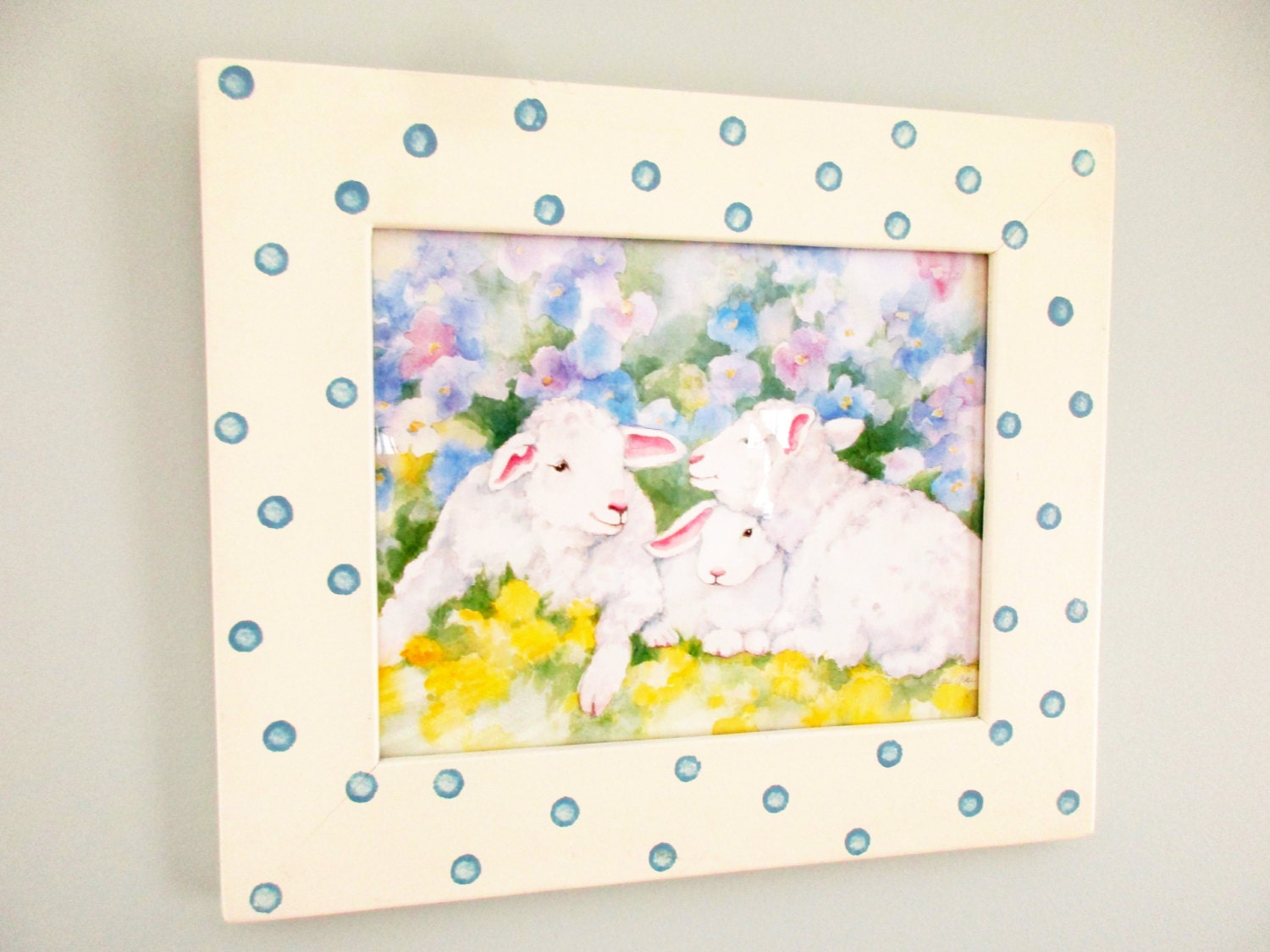 Vintage Framed Nursery Art Baby Lambs Baby Bunny Lynn Greer Etsy