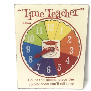 PLAYSKOOL Time Teacher Wooden Puzzle, Vintage Learn To Tell Time Puzzle