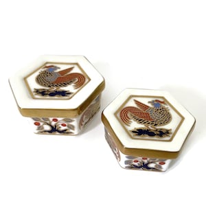 Royal Crown Derby Collectors' Box, English Fine Bone China Hexagon A.1299 Stacking Trinket Ring Box