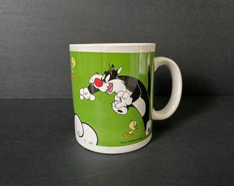 Vintage Loony Tunes Sylvester and Tweety Bird Mug, 1998 Vintage Warner Bros Merrie Melodies