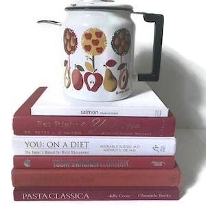 Red White Cookbook Lot Collection, FREE SHIPPING, Vintage Bundle Set of Hardback Cookbooks, Red White Kitchen Decor