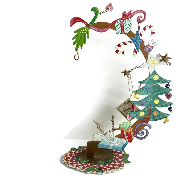 Fanciful Flights Christmas Tree Ornament Holder by  Karen Rossi, Vintage Silvestri Unique Colorful Metal Art