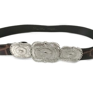 Vintage Dotty Smith Silver Tone Beach Shell Feather Buckle Leather Boho Belt Cool Vintage DOTTY SMITH Silver Tone Sea Sells Belt Buckle  main image 4
