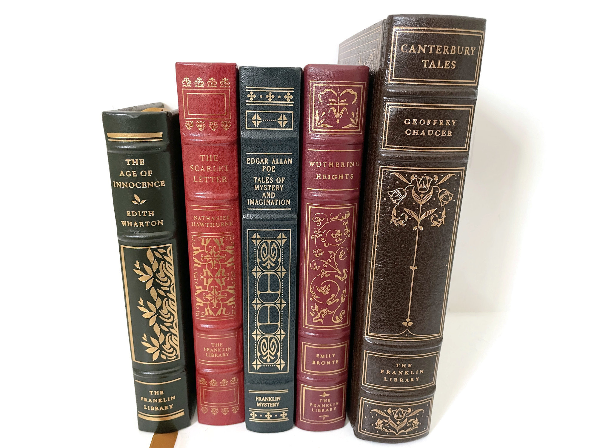 Franklin Library Books, Vintage Gilded Leather Decorative Library Books, 100 Greatest Books of All Time