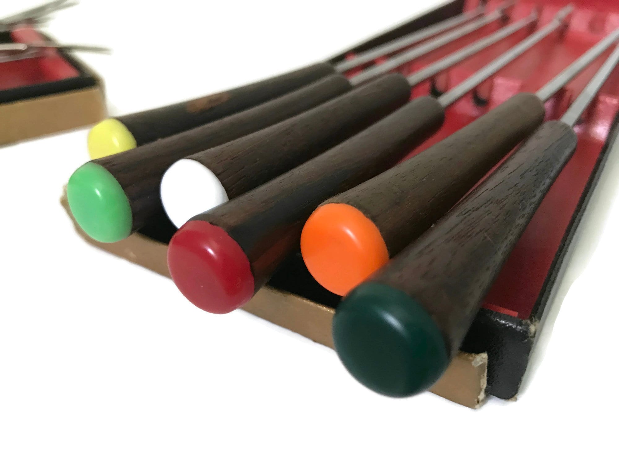 Fondue Forks Boxed Set of 12, Mid Century Teak and Stainless