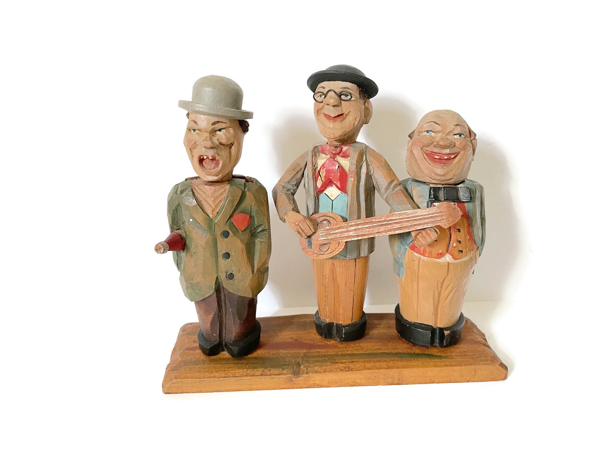 Vintage ANRI Musical Trio Bar Set, Hand Carved Wood Barware - Etsy
