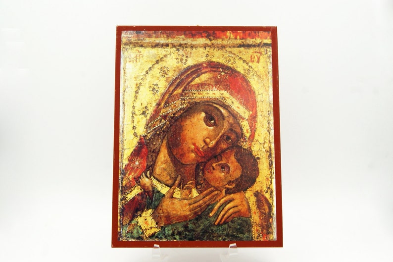 MADONNA AND CHILD MOTHER WOODEN PLAQUE CATHOLIC CANDLES STATUES PICTURES LISTED
