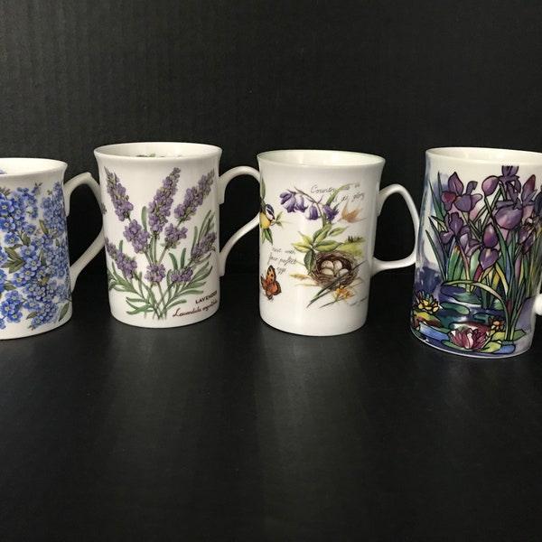 Royal Garden Forget Me Nots Mug, Dunoon TIffany adapted Iris Mug, Fine Bone China Mug