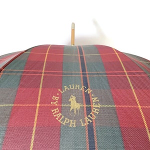 Vintage Ralph Lauren Polo Plaid Umbrella, POLO 40" Golf Umbrella Wood Handle