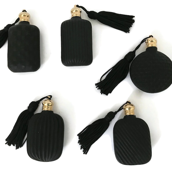 Small Travel Perfume Bottle for Purse, Matte Black Satin Glass Scent Bottle