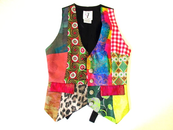 Todd Oldham Patchwork Vest, Size Small, Todd Oldha