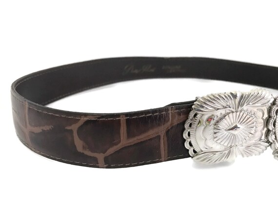 LARGE Western Concho Style Silver Tone Interlocking Buckle  display picture 1