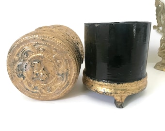 Burmese Betel Box, Mid Century Burmese Dresser Container Keepsake Box, Thai Black Lacquered and Gilt Gold Leaf, Cigarette Box