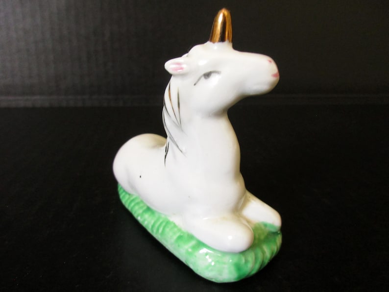 Unicorn Figurine Vintage Cute Unicorn Gold Horn Trim Ceramic Etsy