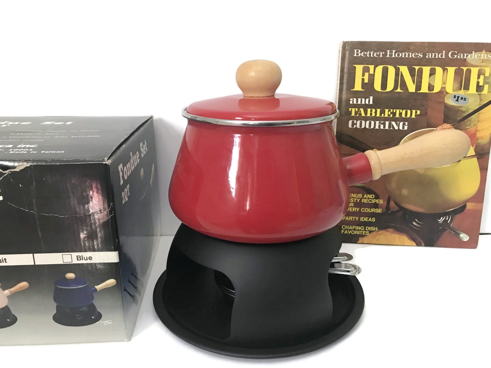 Vintage Oster Electric Fondue Pot W/forks Poppy Red Model 