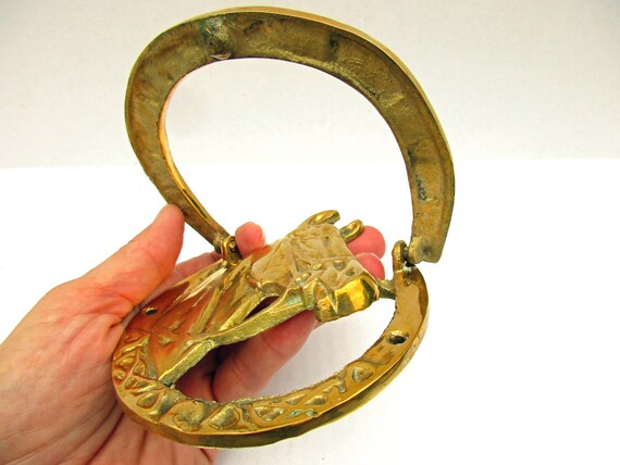 Equestrian Door Knocker Brass Horseshoe Doorknocker Horse Etsy