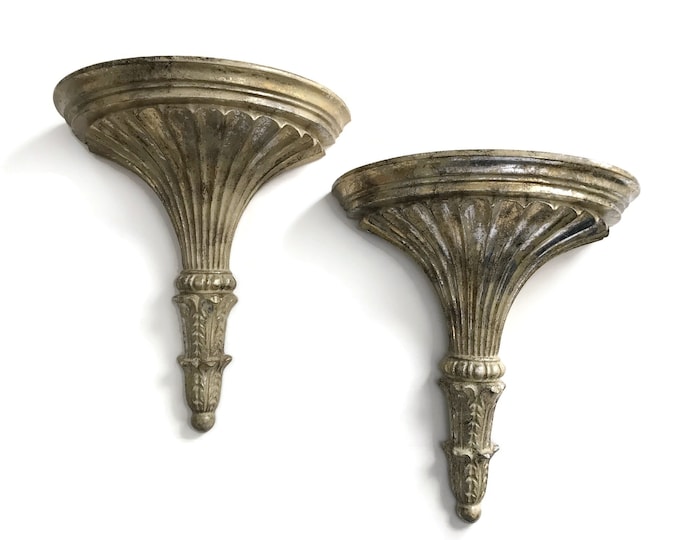 LARGE Wall Shelf Sconce 15 SET PAIR, Decorative Fluted Sconces for