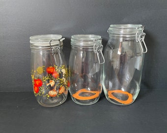 ARC Retro Glass Canisters, TRIOMPHE France Clear Glass Latch Top Jar, Spice of Life 1.5L 2L Capacity