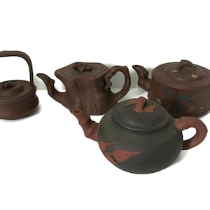 Yixing Clay Teapot UNUSED, Signed New Dead Stock Teapot, Vintage Chinese Clay Teapot