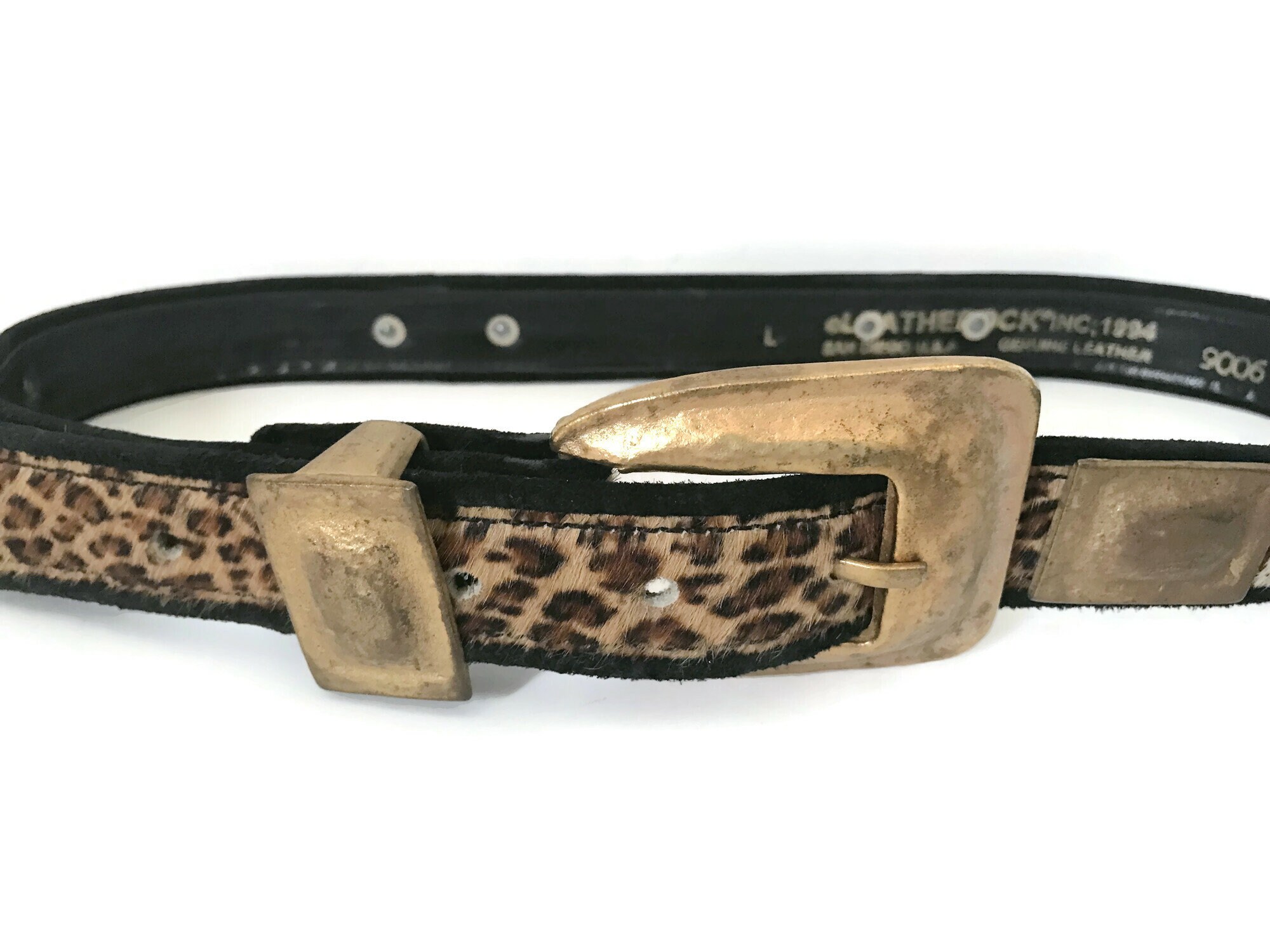 Animal Print Calf Hair Leather Belt Size L, Leatherock  display picture 3