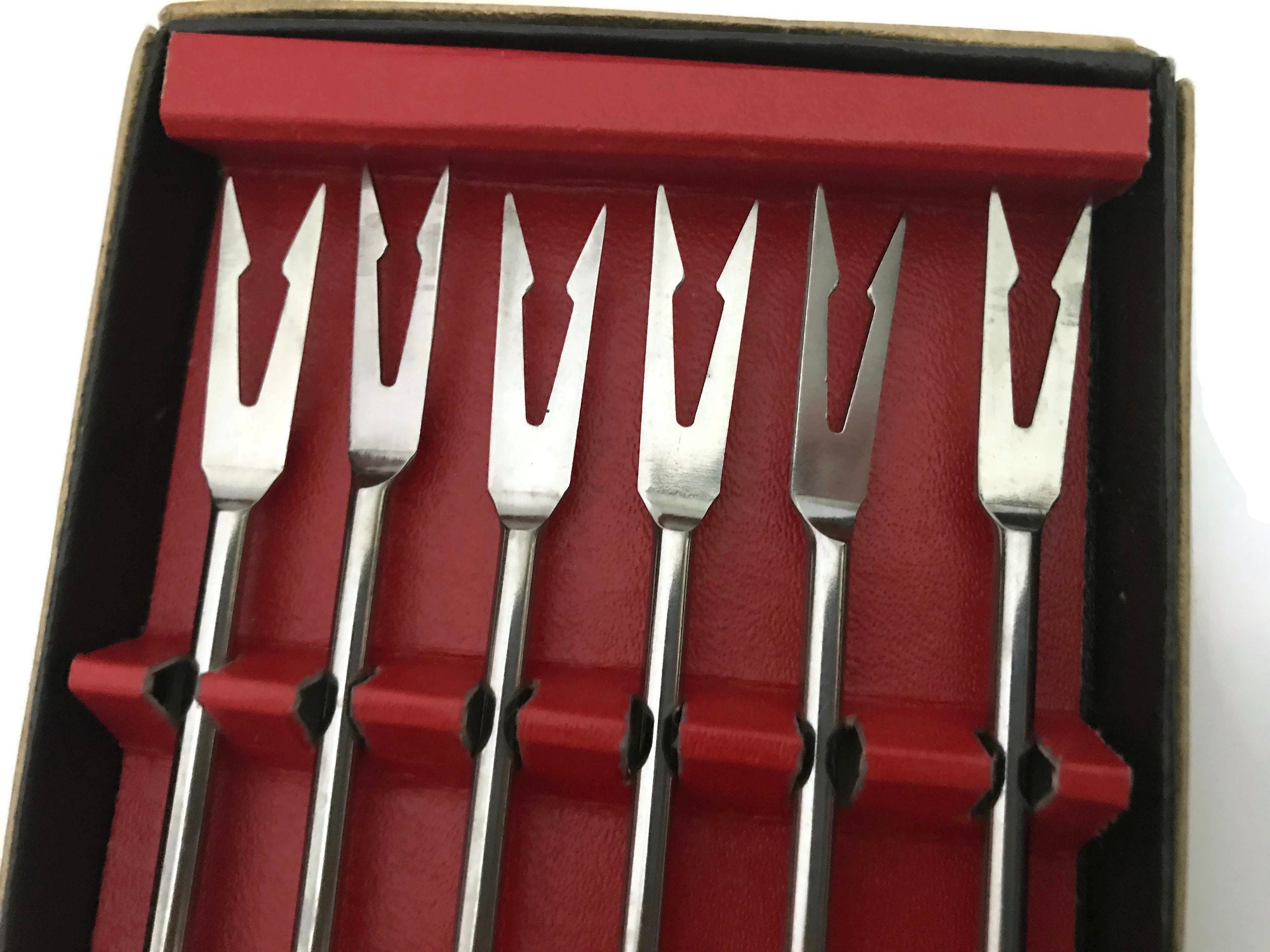 専用　時代　砡　提げ物セット　660g 東Y7-0117☆2Fトヒカサ Fondue Forks Boxed Set of 12, Mid Century Teak and Stainless