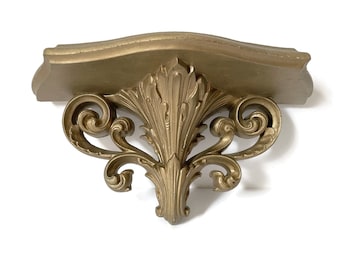 BURWOOD 2148 Gold Wall Shelf Sconce 10-1/2" Wide x 5-1/2" Tall, Figurine Wall Display, Neoclassical Hollywood Regency Glam Decor