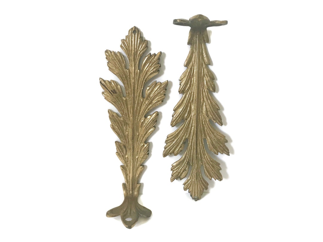 Brass Furniture Embellishments Ornamental Decorative Feather Etsy
