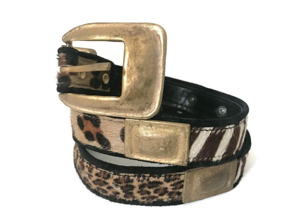 Buy Animal Print Leather Belt Size L, Leatherock Black  display picture 3