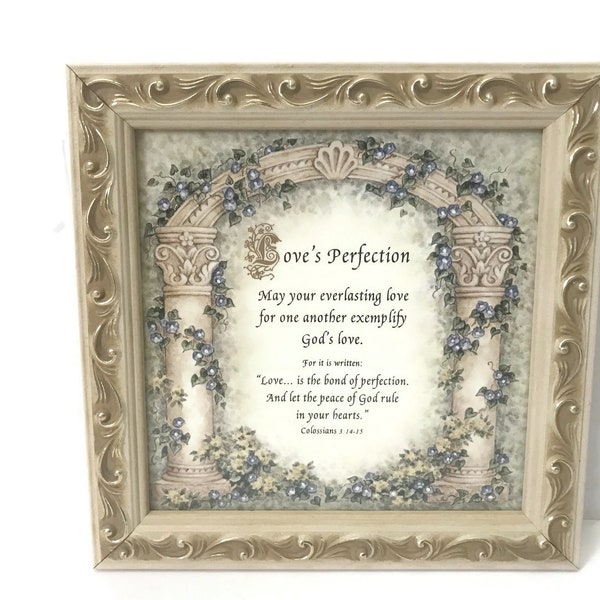 Love's Perfection Framed Tabletop Print Bible Verse, May Your Everlasting Love for One Another Exemplify God's Love, Artist Kathy Seek