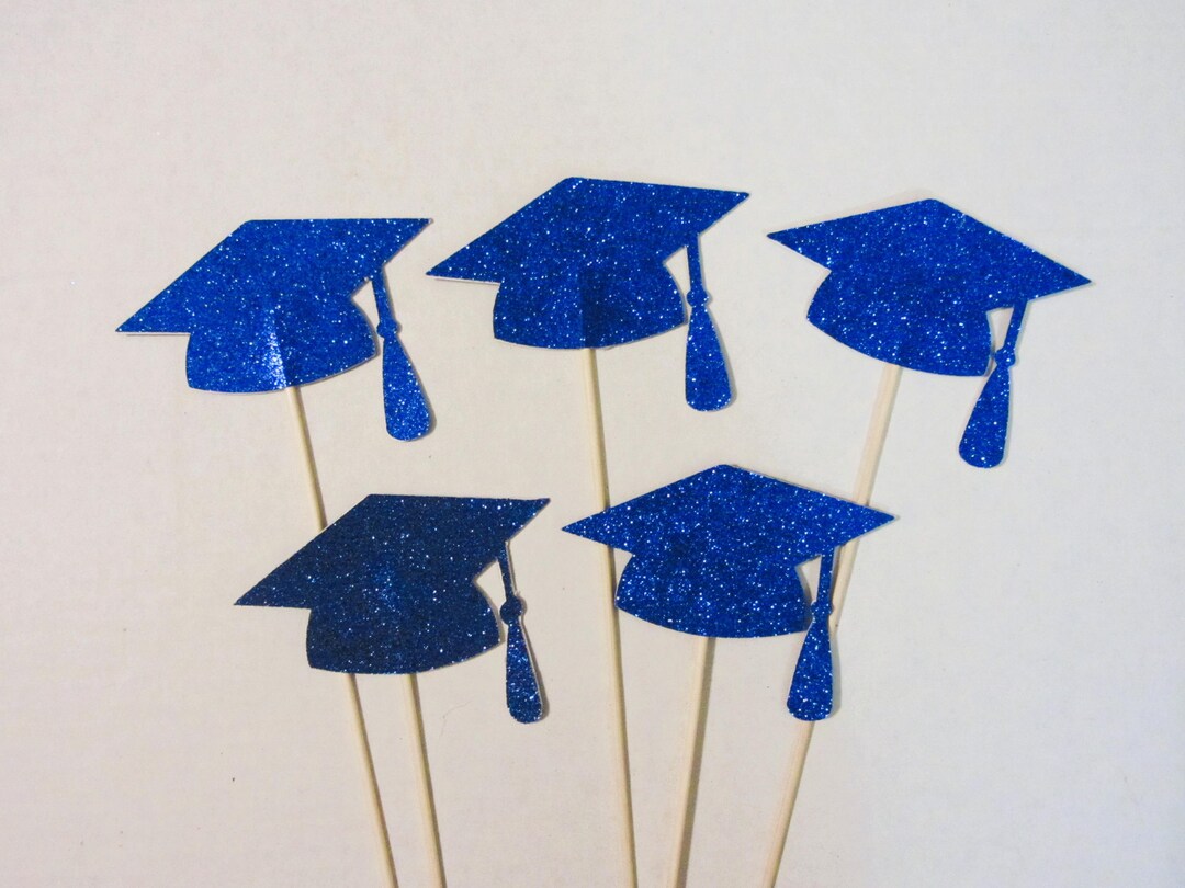 Glitter Graduation Cap Centerpiece: Class of 2026 Decoration, Blue Hats ...