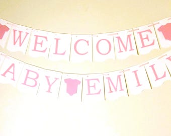 Welcome Baby Cardstock Banner: Custom Name Baby Shower Decor