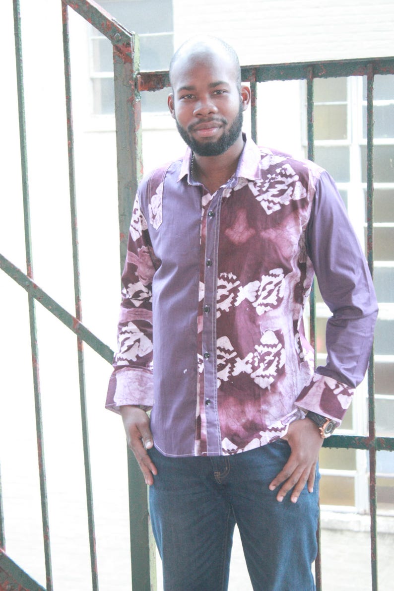 Batik Men's Shirt African Print Ready to ship African image 0