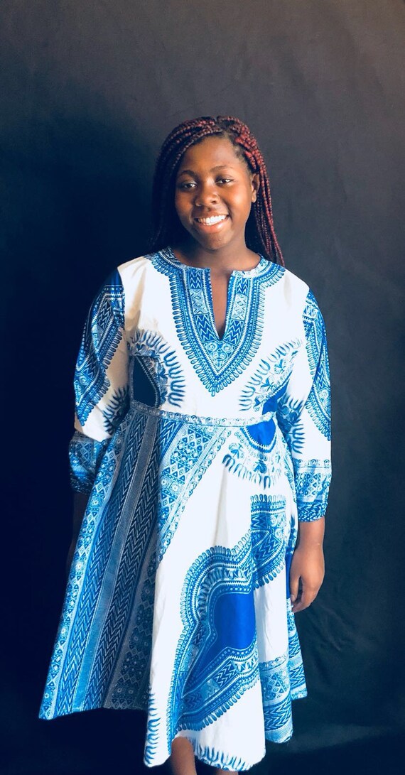 Blue dashiki dress hotsell